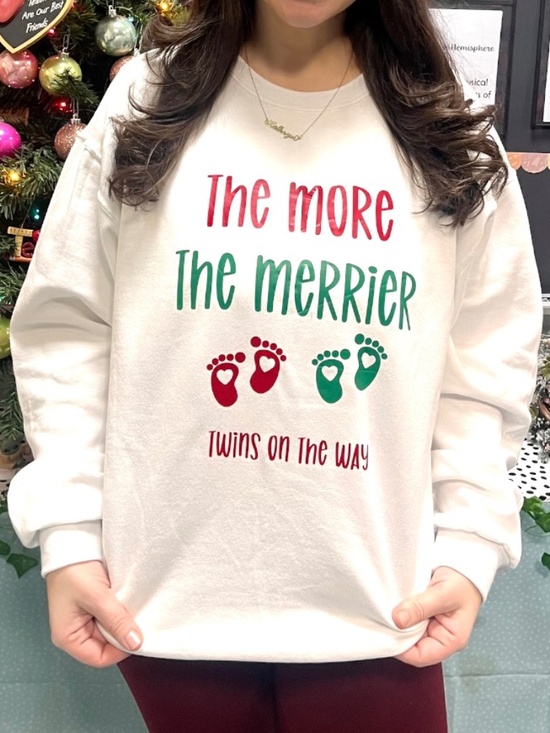 Jerzees Tops - Jerzees Holiday 'The More The Merrier Twins on the Way' Sweatshirt